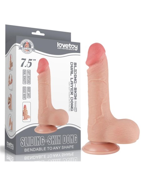 Dildo Dual Layer Piel Deslizante Retractil 75