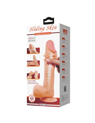 Dildo Realista Piel Deslizante Retractil 24 cm