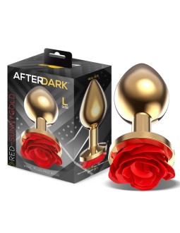 Plug Anal de Metal Dorado con Rosa Roja en la Base Talla L