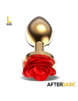 Plug Anal de Metal Dorado con Rosa Roja en la Base Talla L 2