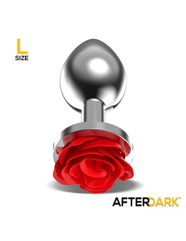 Plug Anal de Metal con Rosa Roja en la Base Talla L