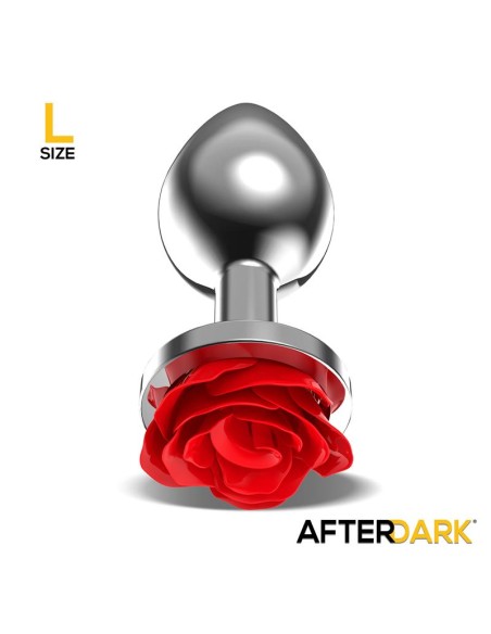 Plug Anal de Metal con Rosa Roja en la Base Talla L Plug Anal de Metal con Rosa Roja en la Base Talla L