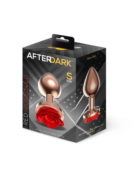 Rose Plug Anal Oro Rosa Rosa Roja en la Base Talla S Rose Plug Anal Oro Rosa Rosa Roja en la Base Talla S