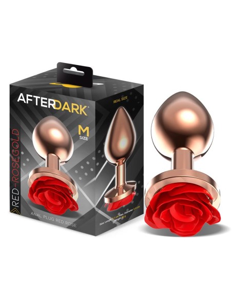 Rose Plug Anal Oro Rosa con Rosa Roja en la Base Talla M Rose Plug Anal Oro Rosa con Rosa Roja en la Base Talla M