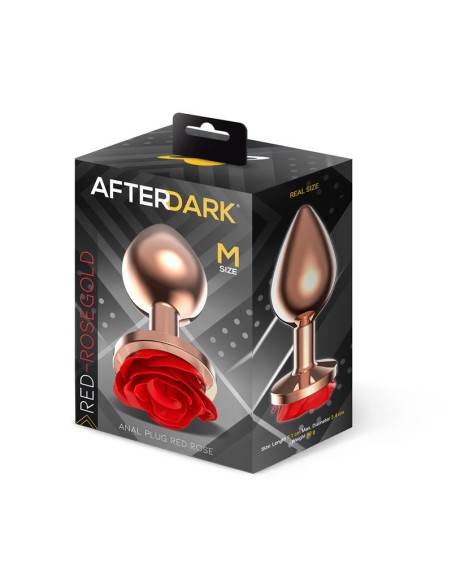 Rose Plug Anal Oro Rosa con Rosa Roja en la Base Talla M Rose Plug Anal Oro Rosa con Rosa Roja en la Base Talla M