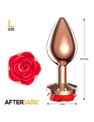 Rose Plug Anal Oro Rosa Base de Rosa Roja Talla L