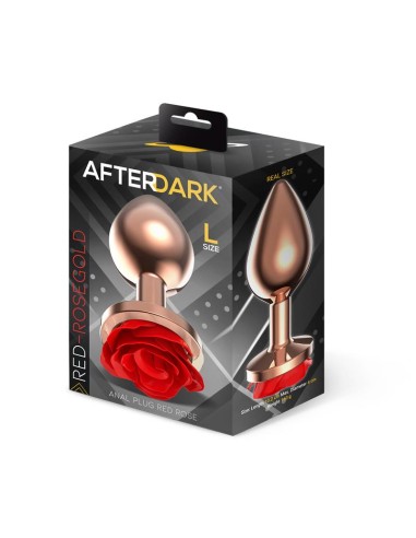 Rose Plug Anal Oro Rosa Base de Rosa Roja Talla L