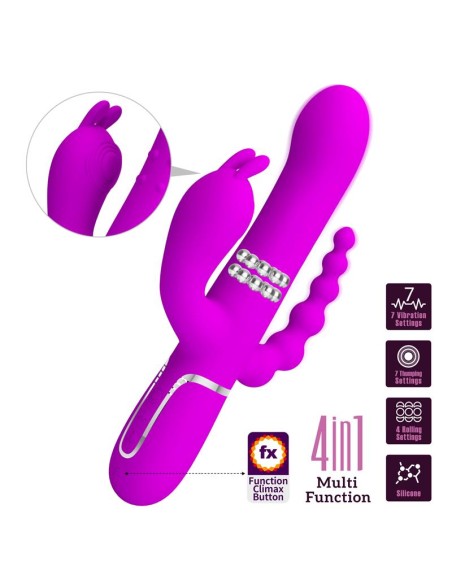 Cammy 4 in 1 Vibrador con Bolas Rotadoras y Cadena Anal