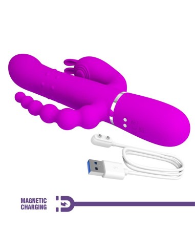 Cammy 4 in 1 Vibrador con Bolas Rotadoras y Cadena Anal