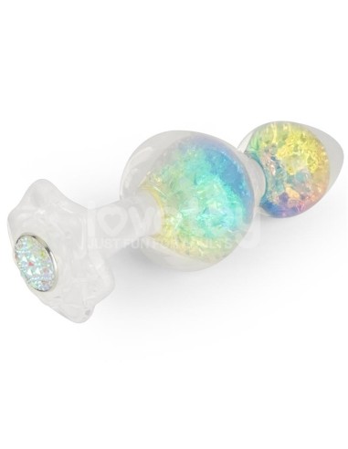 Gemoria Plug Anal de Silicona con Centro de Cristal Multicolor