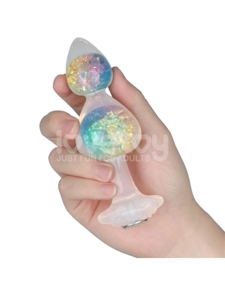 Gemoria Plug Anal de Silicona con Centro de Cristal Multicolor