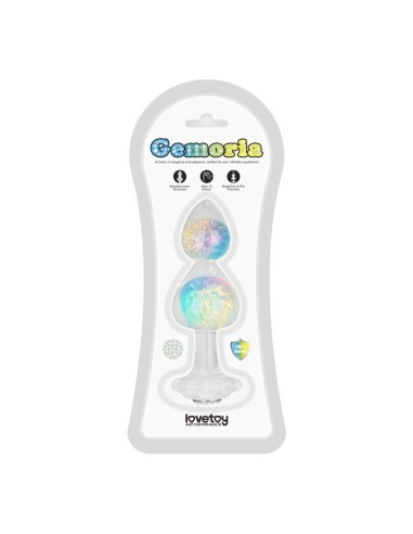 Gemoria Plug Anal de Silicona con Centro de Cristal Multicolor