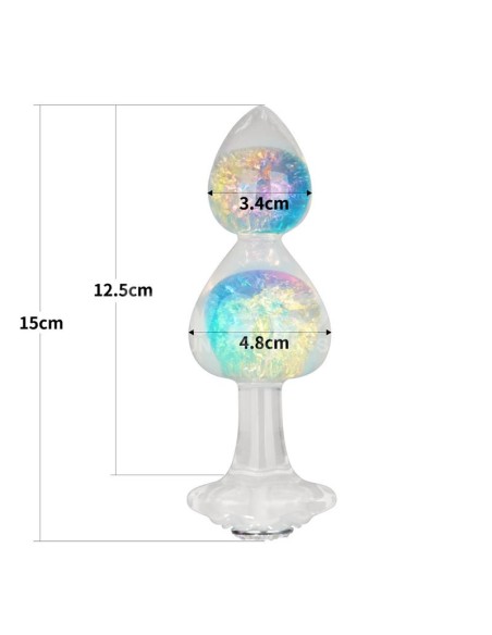 Gemoria Plug Anal de Silicona con Centro de Cristal Multicolor