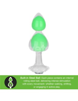 Gemoria Plug Anal Silicona Bola Interna Acero Brilla en la Oscuridad