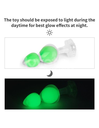 Gemoria Plug Anal Silicona Bola Interna Acero Brilla en la Oscuridad