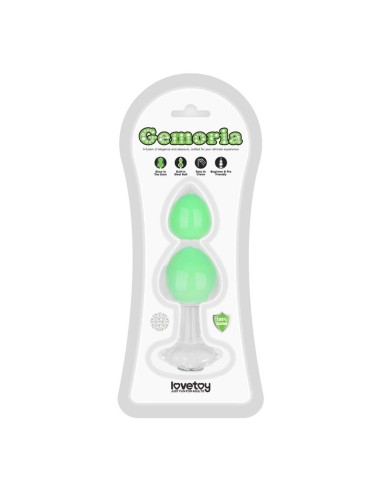 Gemoria Plug Anal Silicona Bola Interna Acero Brilla en la Oscuridad