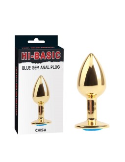 Plug Anal Dorado con Gema Azul