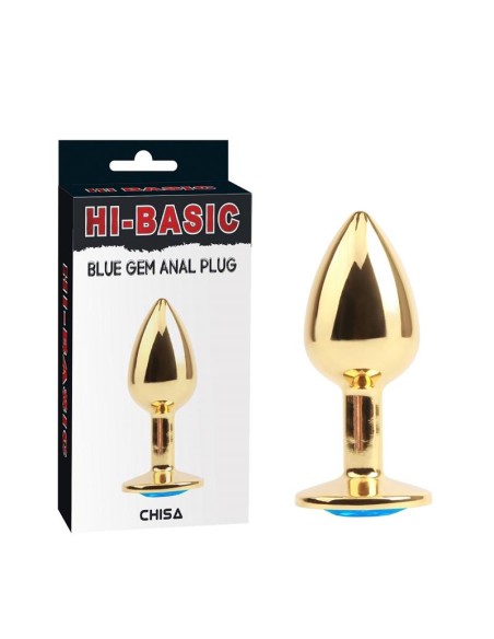 Plug Anal Dorado con Gema Azul