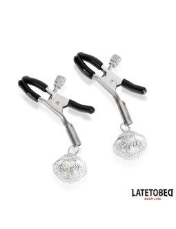 Pinzas para Pezones con Cascabel Plateado y Negro