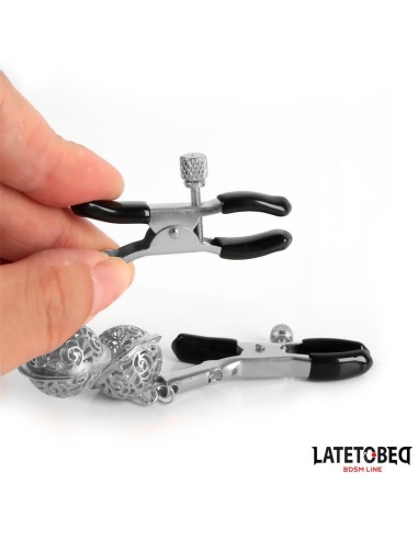 Pinzas para Pezones con Cascabel Plateado y Negro