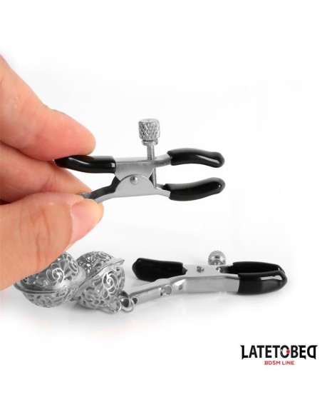 Pinzas para Pezones con Cascabel Plateado y Negro