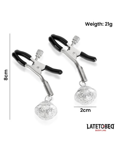 Pinzas para Pezones con Cascabel Plateado y Negro