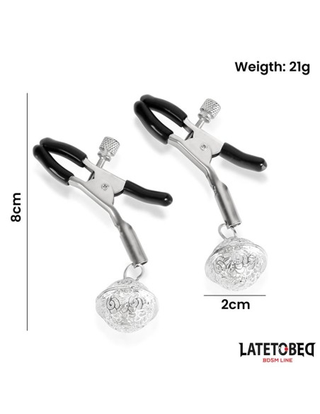 Pinzas para Pezones con Cascabel Plateado y Negro