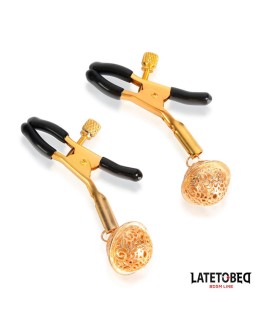 Pinzas para Pezones con Cascabel Dorado y Negro