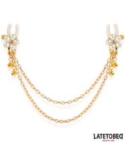 Pinzas para Pezones con Cadena y Flor de Perlas