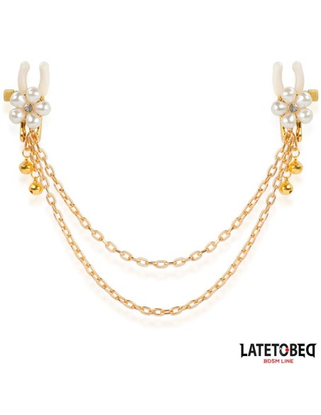 Pinzas para Pezones con Cadena y Flor de Perlas