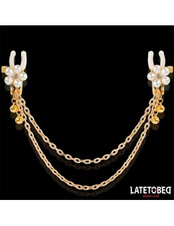 Pinzas para Pezones con Cadena y Flor de Perlas 2