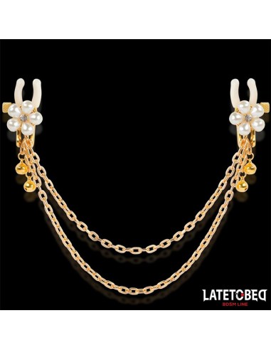 Pinzas para Pezones con Cadena y Flor de Perlas
