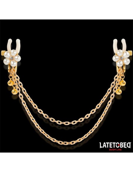 Pinzas para Pezones con Cadena y Flor de Perlas