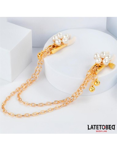 Pinzas para Pezones con Cadena y Flor de Perlas