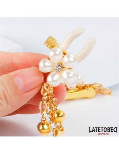 Pinzas para Pezones con Cadena y Flor de Perlas