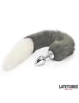 Plug Anal con Cola Blanco y Negro 40 cm