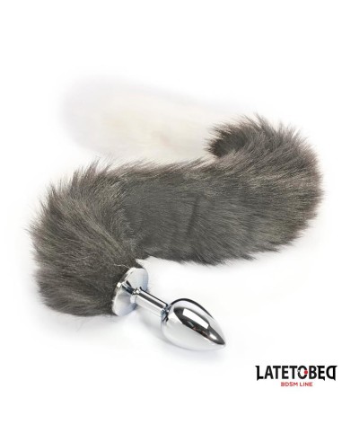 Plug Anal con Cola Blanco y Negro 40 cm