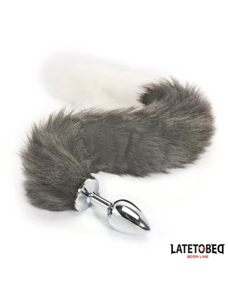 Plug Anal con Cola Blanco y Negro 40 cm