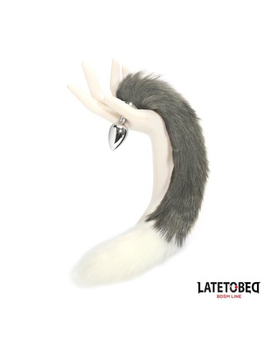 Plug Anal con Cola Blanco y Negro 40 cm