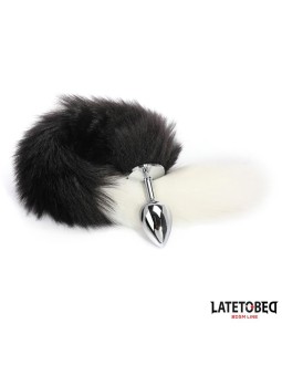 Plug Anal con Cola Blanco y Negro 40 cm 2