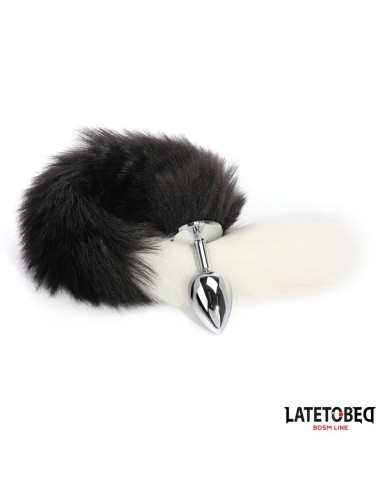 Plug Anal con Cola Blanco y Negro 40 cm