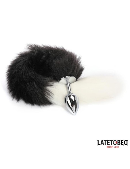 Plug Anal con Cola Blanco y Negro 40 cm