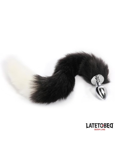 Plug Anal con Cola Blanco y Negro 40 cm