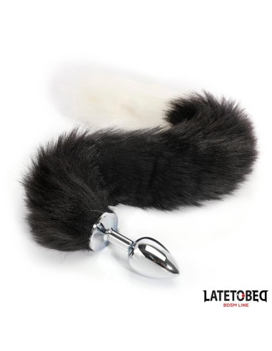 Plug Anal con Cola Blanco y Negro 40 cm