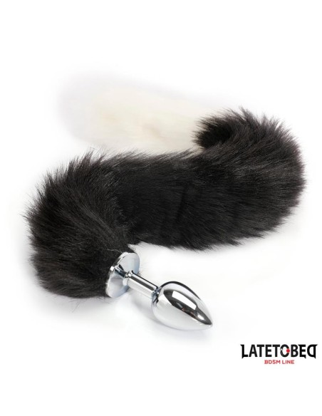 Plug Anal con Cola Blanco y Negro 40 cm