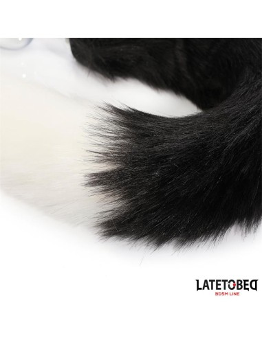 Plug Anal con Cola Blanco y Negro 40 cm