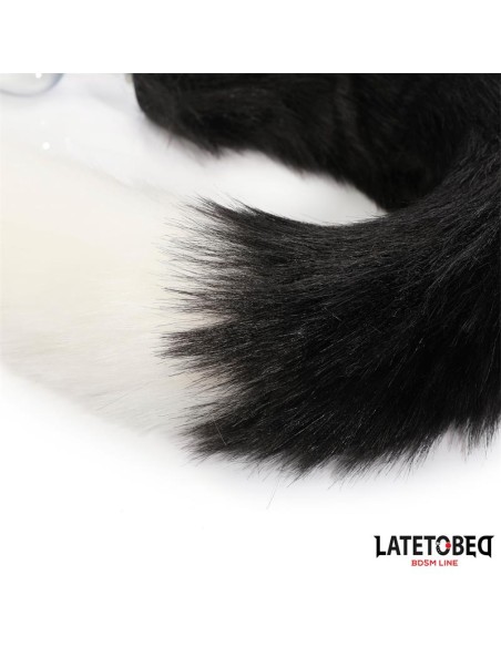 Plug Anal con Cola Blanco y Negro 40 cm