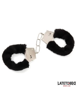 Esposas de Metal Furry con Pelo Negro 2