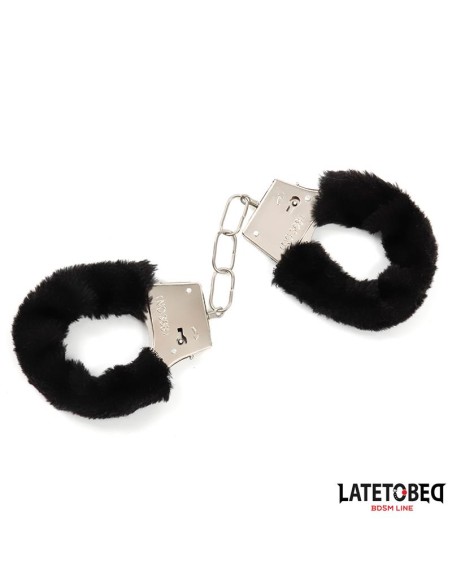 Esposas de Metal Furry con Pelo Negro