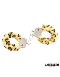 Esposas de Metal Furry con Pelo Animal Print Leopardo 2
